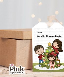 Etiquetas navideñas familiares personalizadas