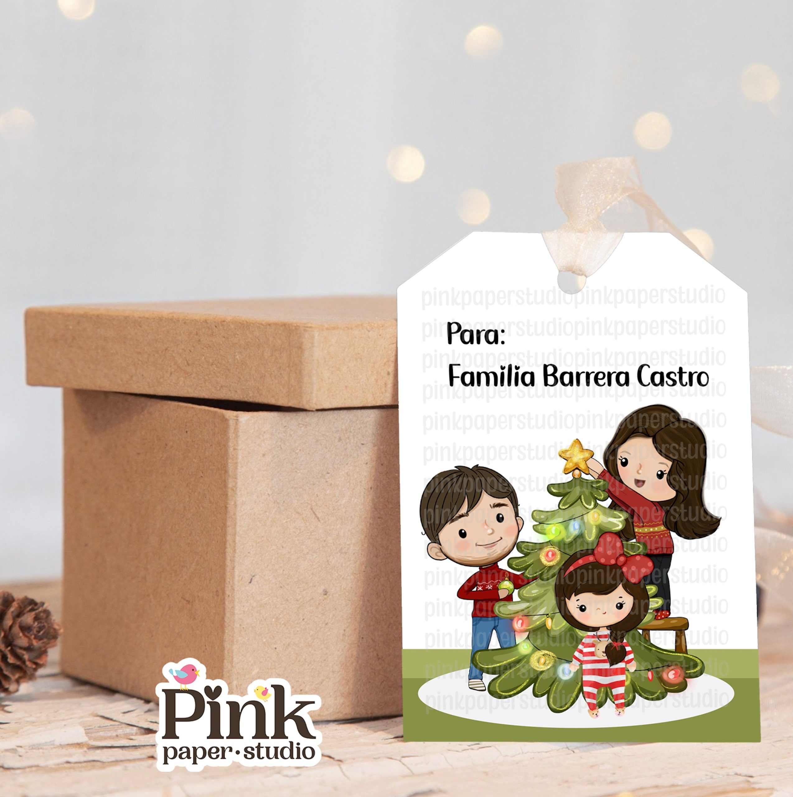 Etiquetas navideñas familiares personalizadas