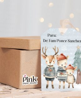 Etiquetas navideñas familia Renos