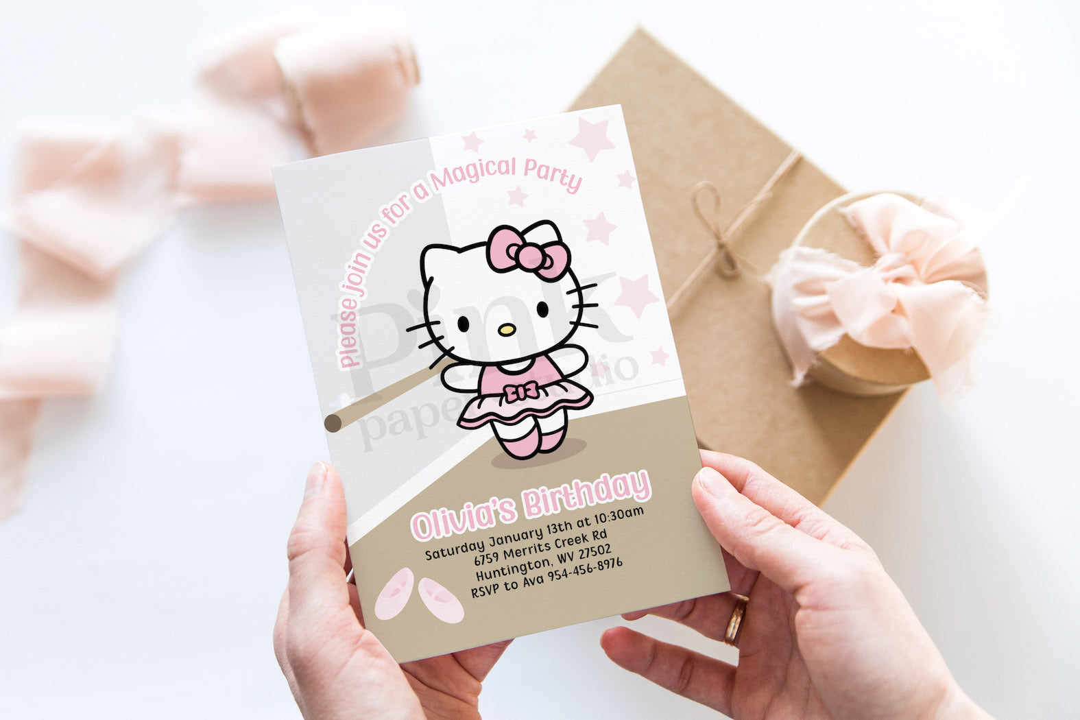 Invitacion de Cumpleaños Hello Kitty Bailarina