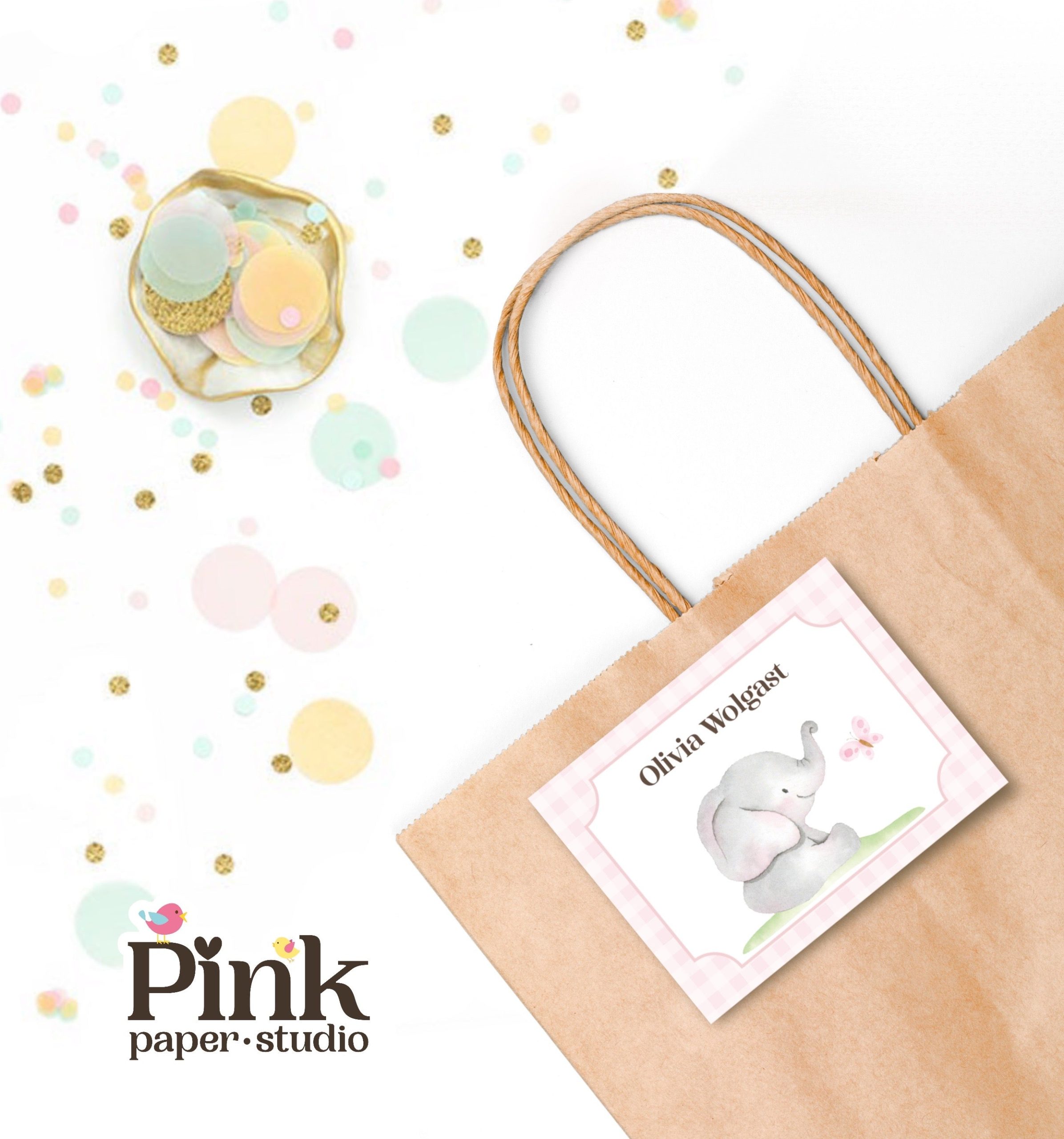 Tarjetas de Visita Lindo elefante rosa