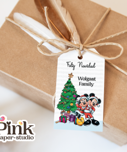 Etiquetas navideñas de Mickey y Minnie