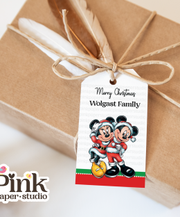 Etiquetas navideñas de Mickey y Minnie