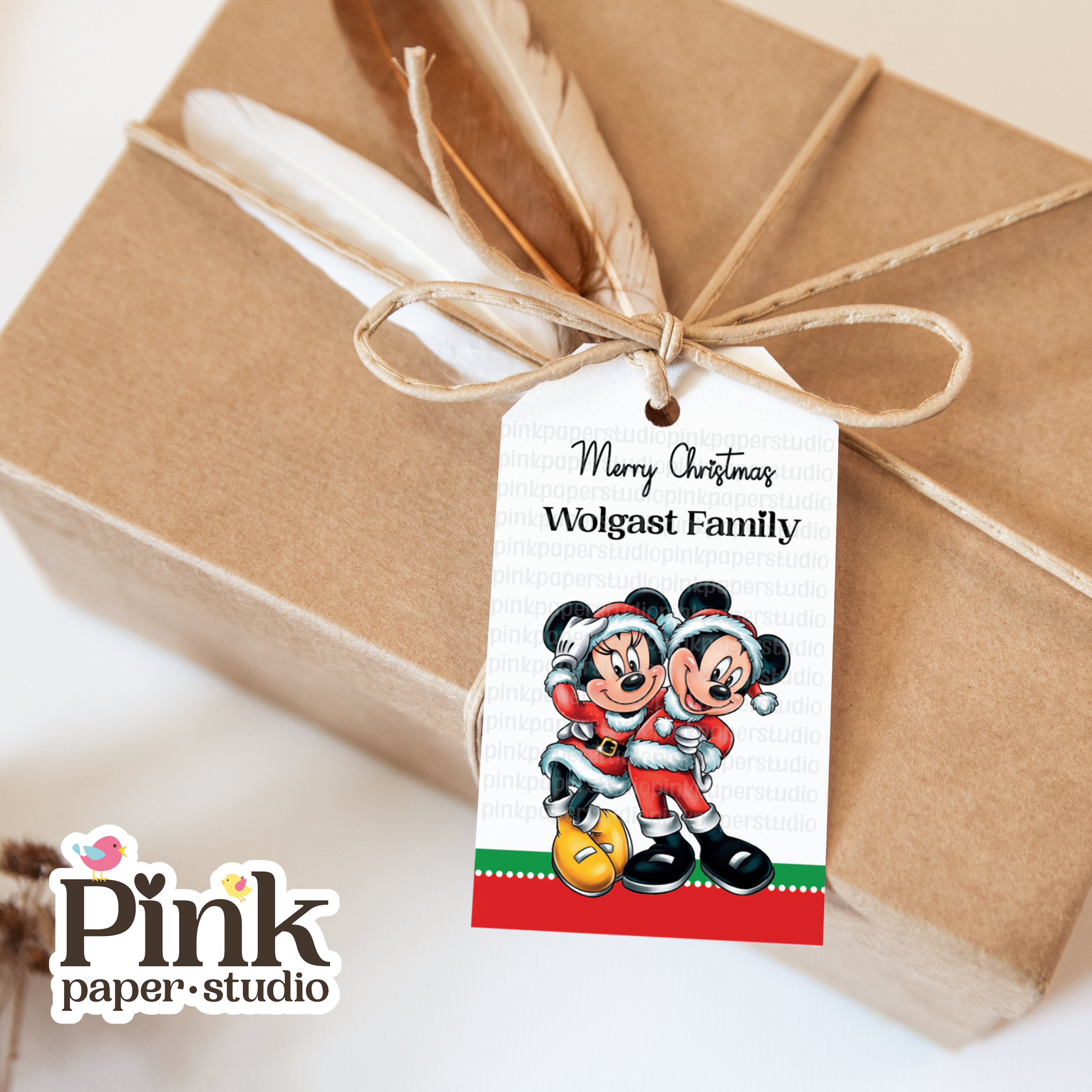 Etiquetas navideñas de Mickey y Minnie