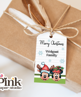 Etiquetas navideñas de Mickey y Minnie