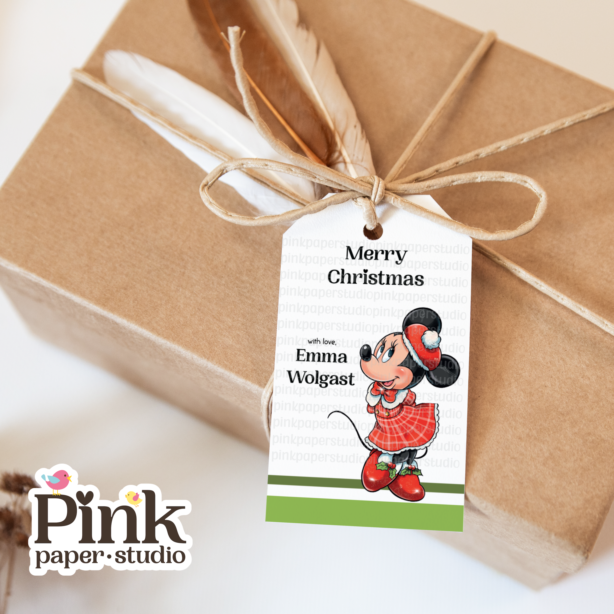 Etiquetas navideñas Minnie Mouse