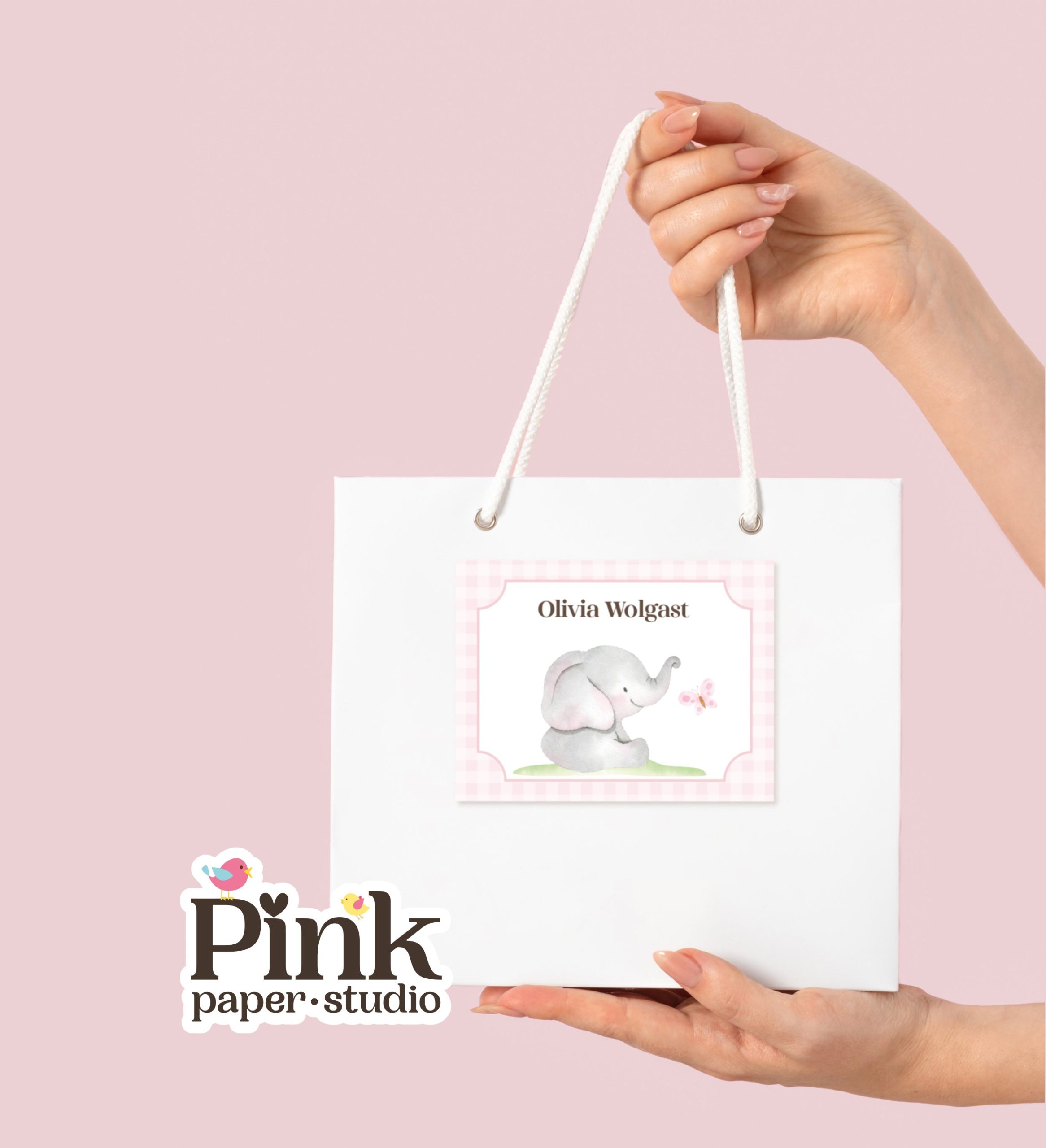 Tarjetas de Visita Lindo elefante rosa - Imagen 2