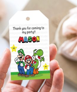 Etiquetas de cumpleaños de Mario Bros