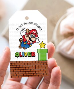 Etiquetas de cumpleaños de Mario Bros
