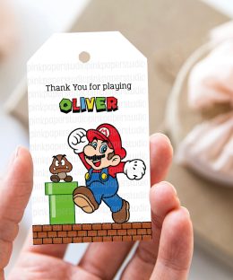 Etiquetas de cumpleaños de Mario Bros