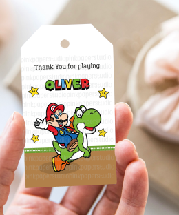Etiquetas de cumpleaños de Mario Bros