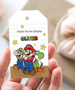 Etiquetas de cumpleaños de Mario Bros