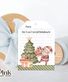 Etiquetas navideñas familia de Papá Noel