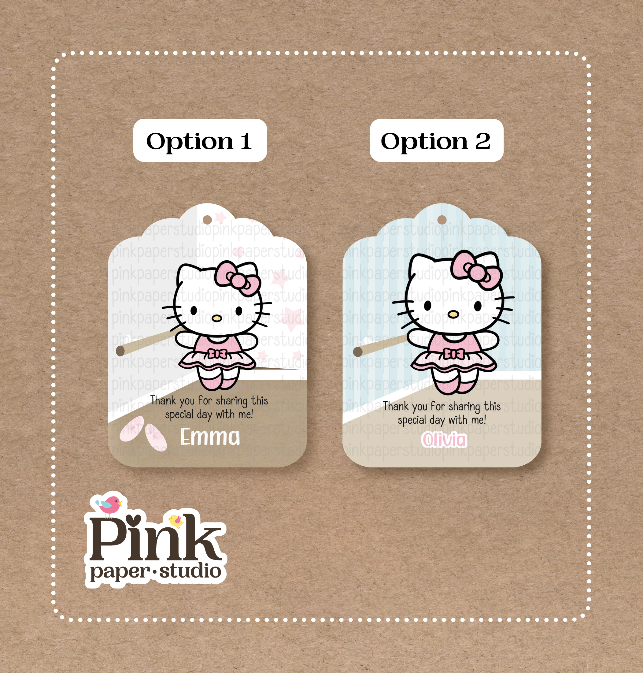 Etiquetas de cumpleaños de Hello Kitty Bailarinas - Imagen 2