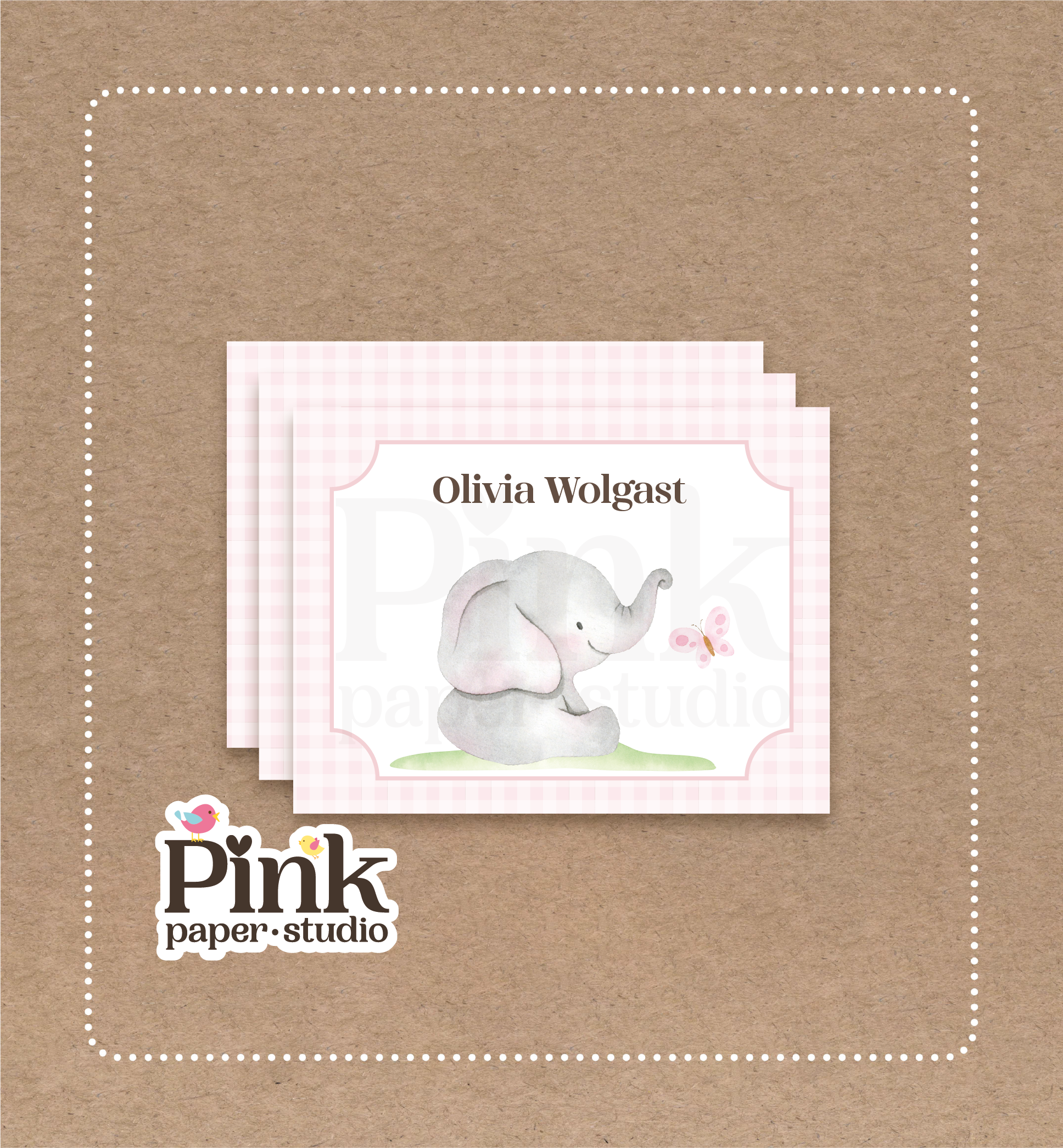 Tarjetas de Visita Lindo elefante rosa - Imagen 3