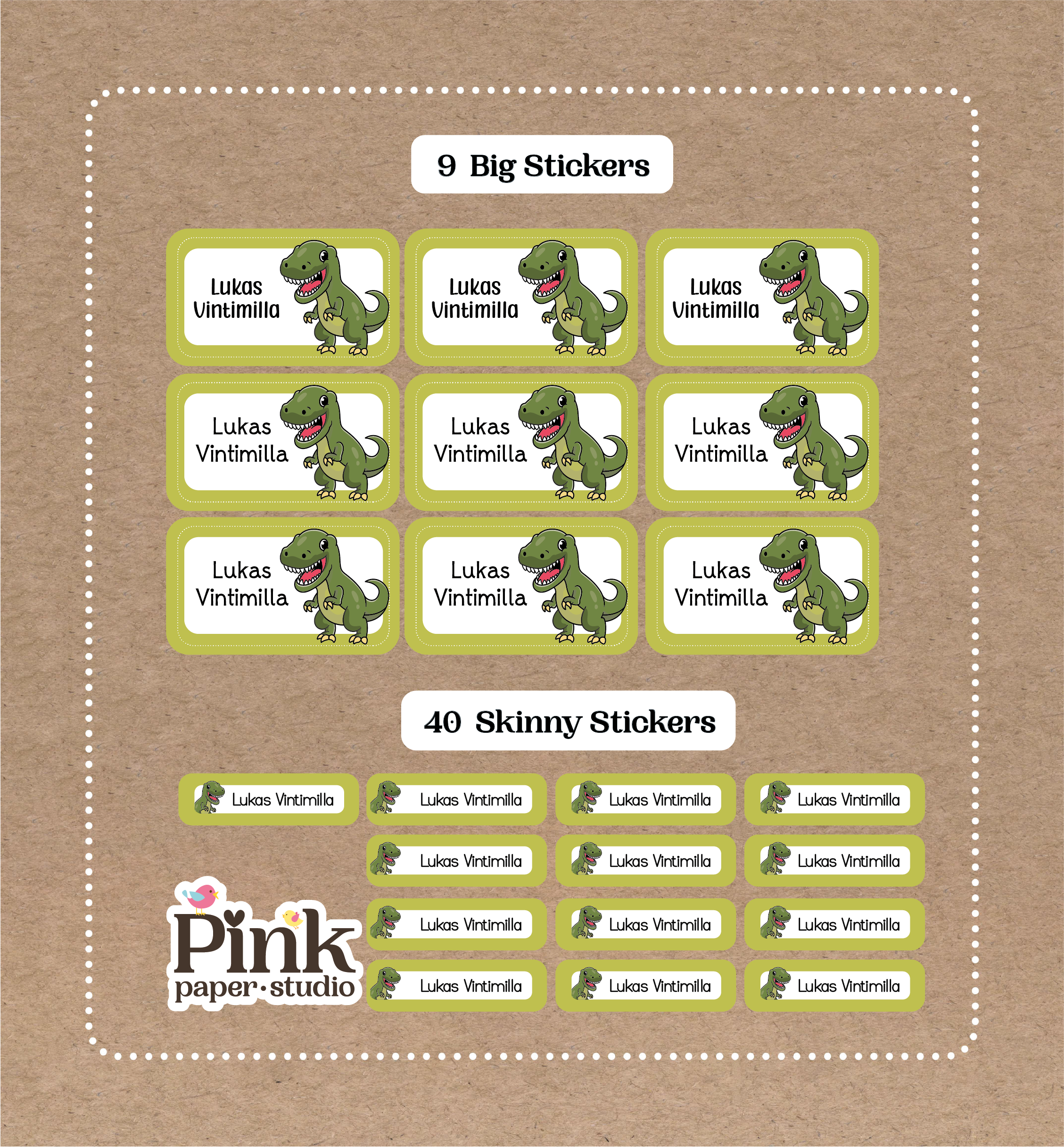 Set de Stickers de Dinosaurio