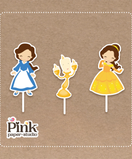 Alternative view of Toppers para Cupcakes de La Bella y la Bestia
