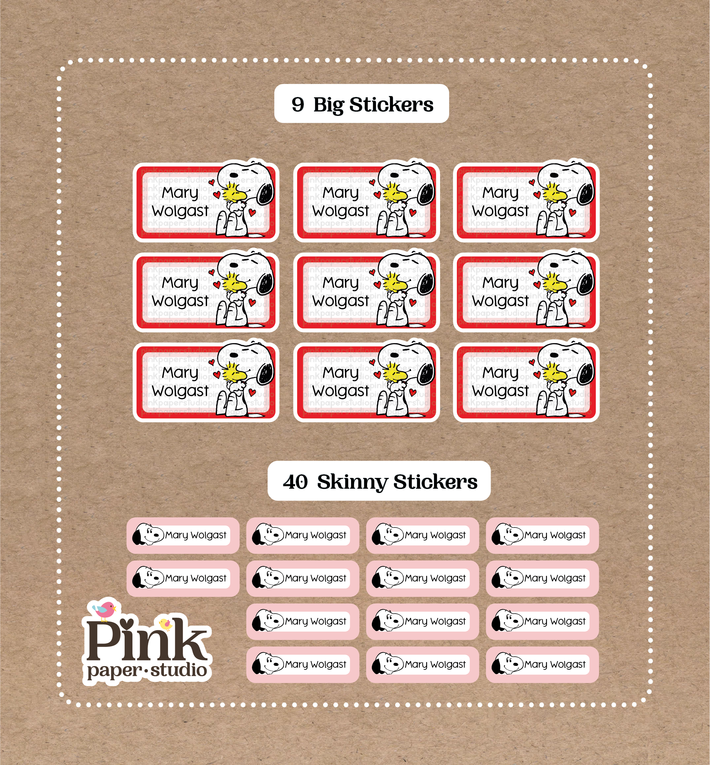 Set de Stickers de Snoopy