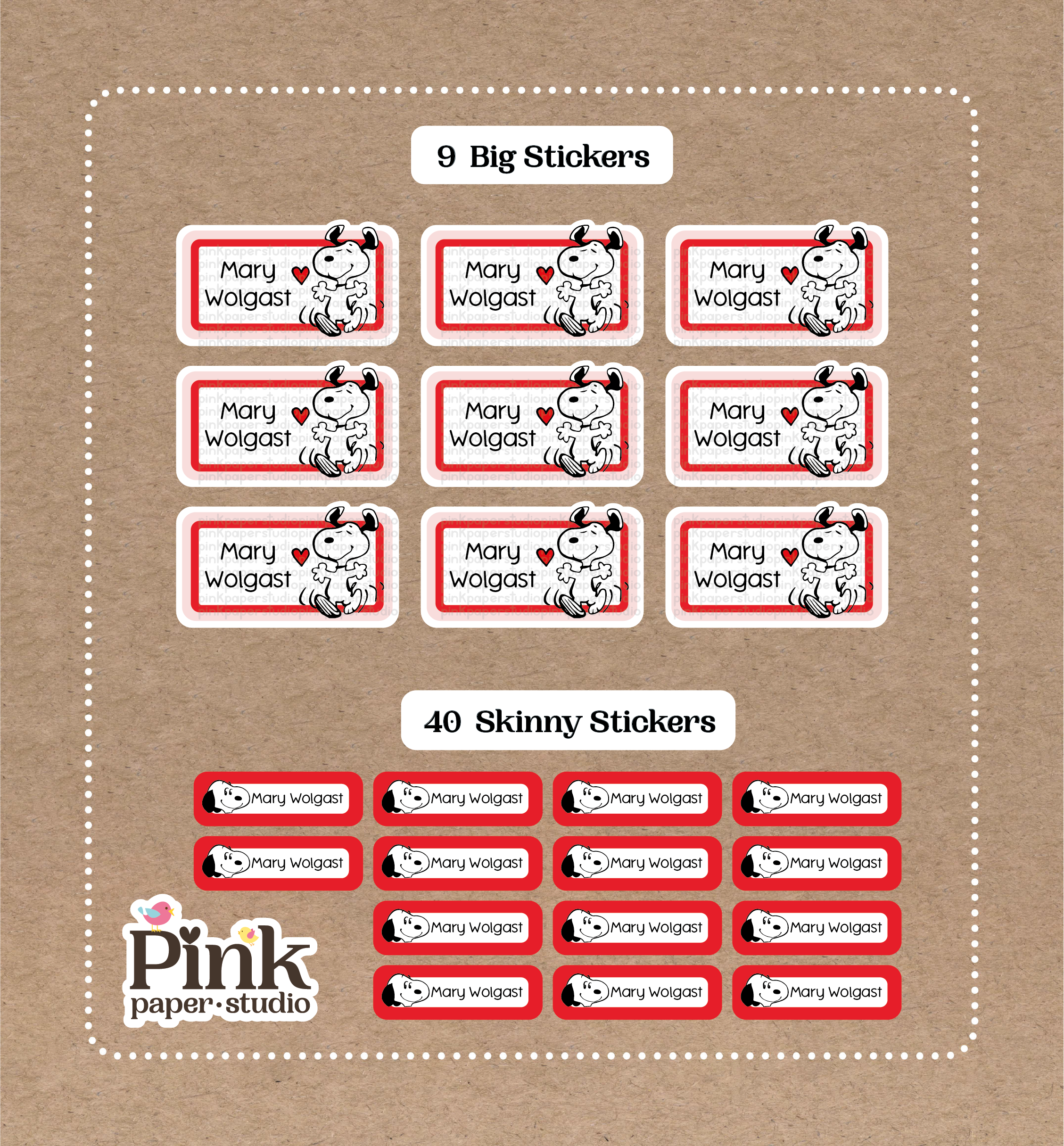 Set de Stickers de Snoopy