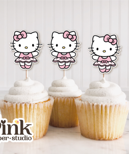 Cupcakes Toppers de Hello Kitty bailarina