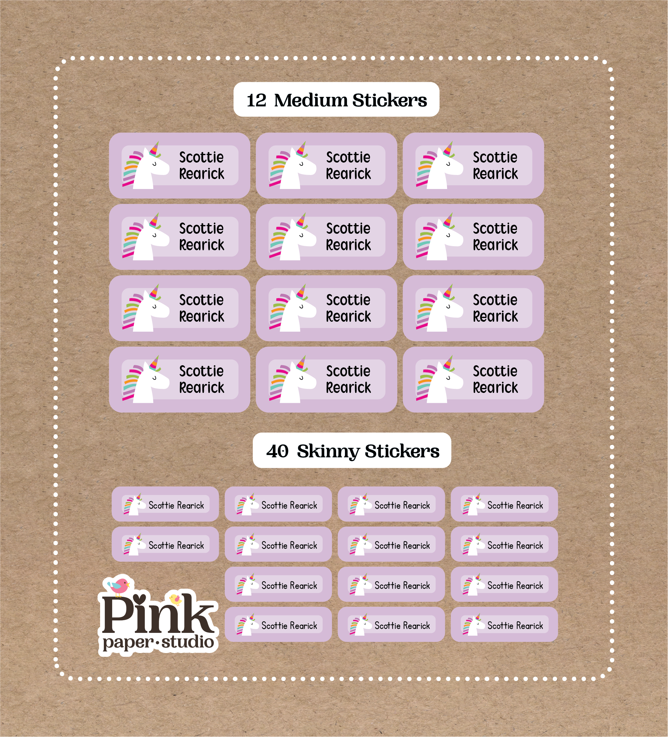 Set de Stickers Unicornio