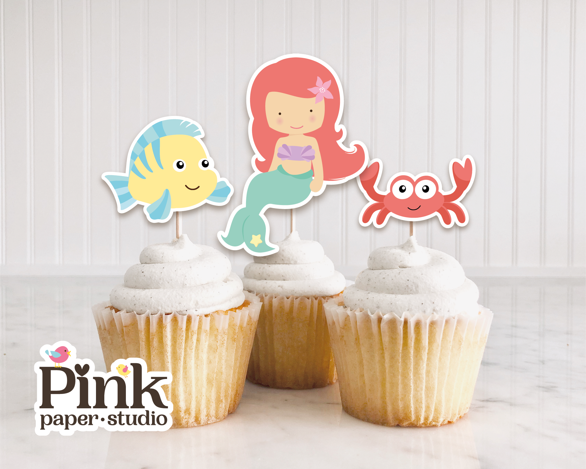 Cupcakes Toppers de La Sirenita