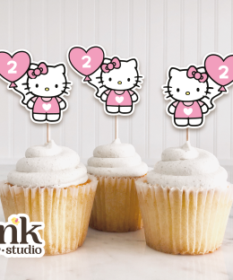 Cupcakes Toppers de Hello Kitty