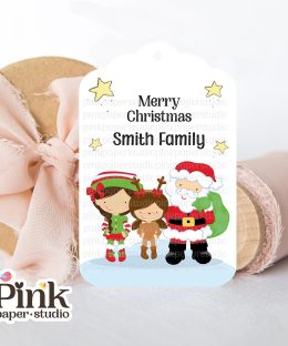 Etiquetas navideñas familia de Papá Noel