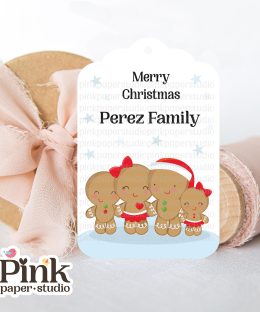Etiquetas navideñas familia pan de jengibre