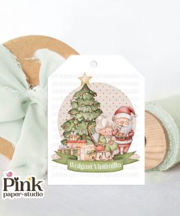 Etiquetas navideñas familia de Papá Noel